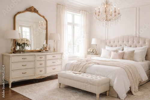 Elegant white bedroom inter...