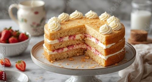 Tender sponge cake with lay...