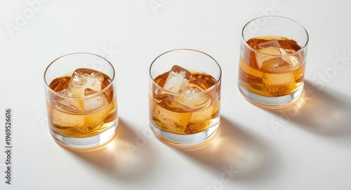 Three glasses of whiskey wi...