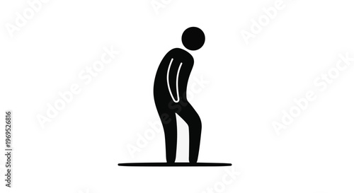 Dejected figure standing alone on a flat surface, conveying a sense of sadness or defeat.