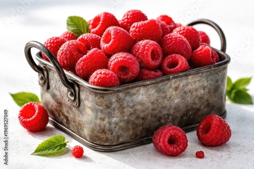 Fresh Red Raspberries in Ru...