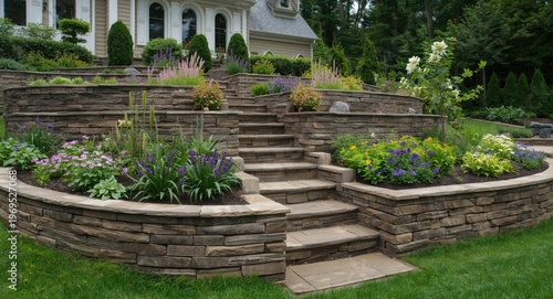 Terraced stone walls enhanc...