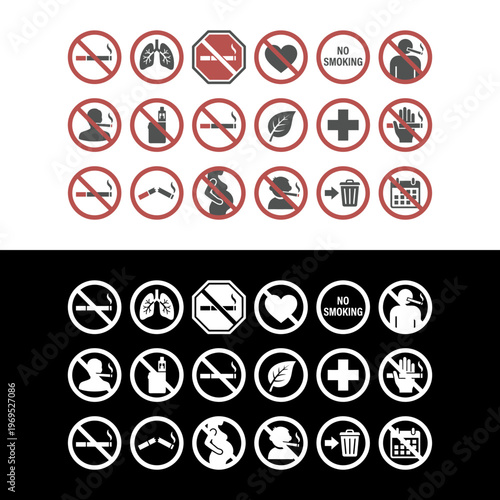 No Smoking Warning Signs Symbols.