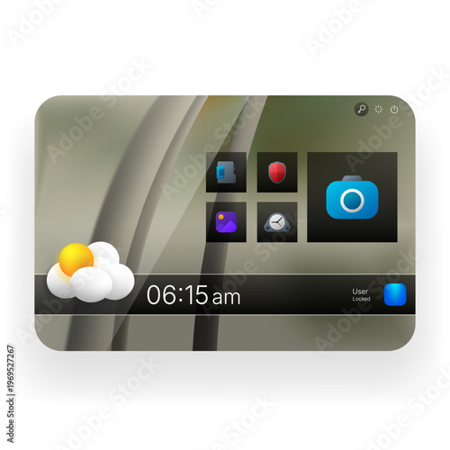 Modern smart device home screen UI with widgets display