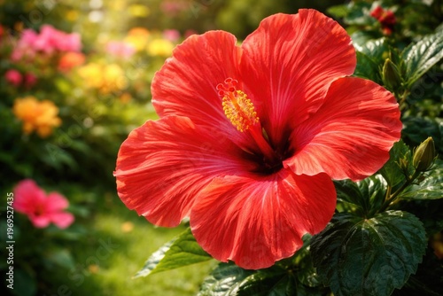 A vibrant hibiscus flower w...