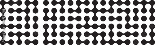 Black amoeba shapes on transparent grid background abstract connection.