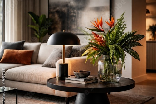 Modern living room featurin...