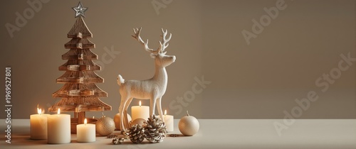 Wooden Christmas tree surro...