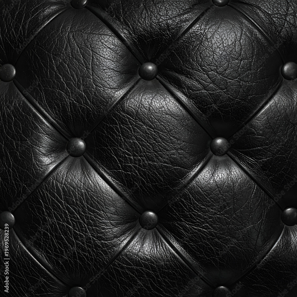Fototapeta premium Detailed Black Leather Texture with Button Accents for Upholstery.