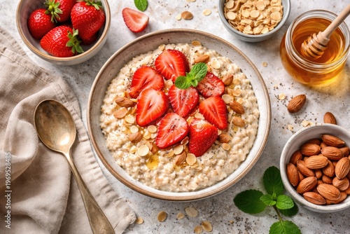Healthy breakfast bowl with...