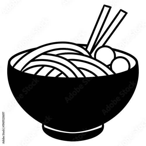 noodle with meatball icon vector illustration