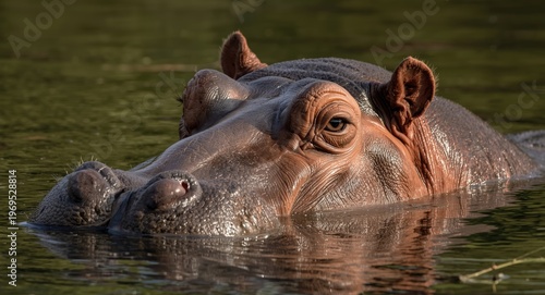 Wildlife close up of hippop...