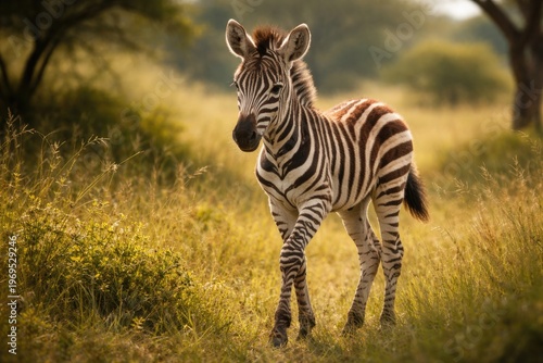 Charming baby zebra with di...