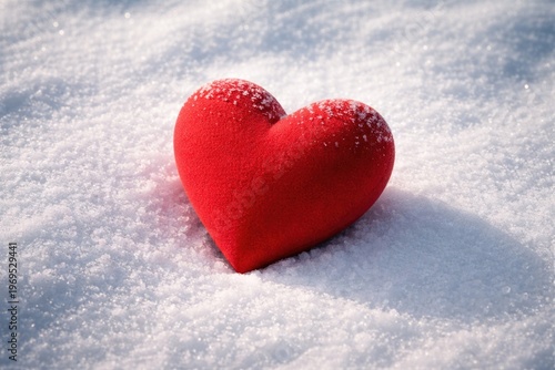 Red Heart Shape on Snowy Wh...