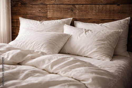Close up of white bedding a...