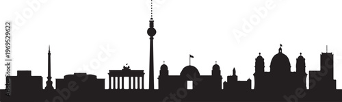 Berlin skyline silhouette, city landmarks and architecture, famous German capital buildings, travel and tourism.