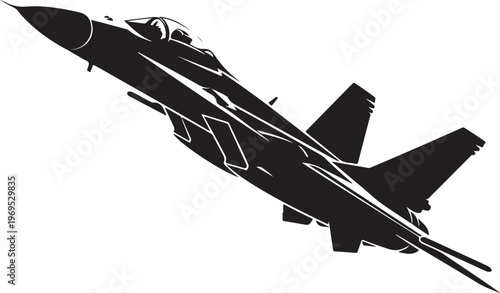 Fighter Jet, Military Aircraft, Black Silhouette, Aviation Icon