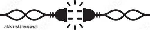 Disconnected electric plug icon with cables concept of power failure maintenance energy crisis or connection loss vector element.