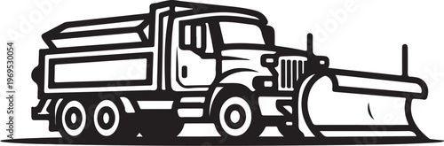 Snowplow truck, winter vehicle, snow removal, heavy equipment, illustration