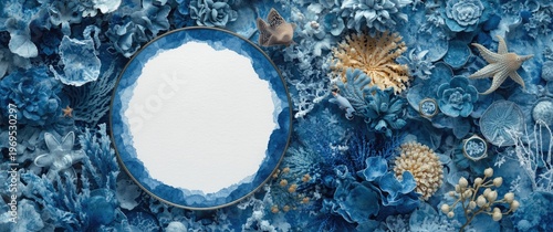 Blue themed watercolor roun...