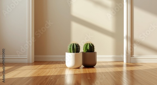 Two lush cacti in matching ...