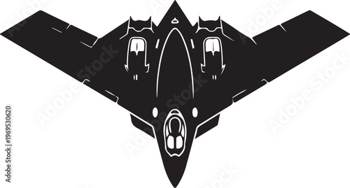 Black stealth fighter jet airplane, military aircraft vector, futuristic plane silhouette, aviation icon