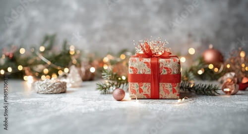 Winter holiday gift box sur...