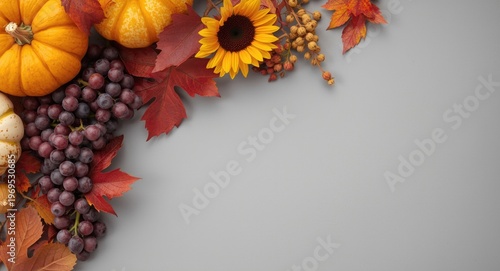 Flat lay of autumn harvest ...