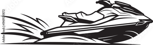 Jet ski, water sports, speed boat, vector illustration