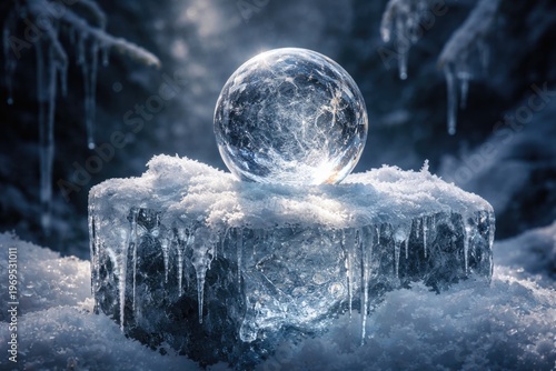 Crystal sphere placed on ic...