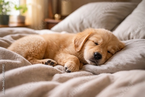 Peaceful puppy sleeping com...