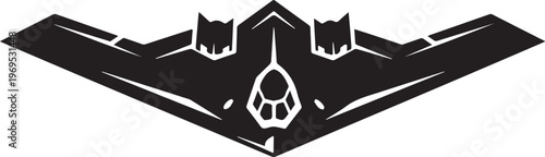 Stealth bomber, military aircraft, black silhouette, vector icon, aviation symbol
