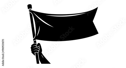 A hand holding a flag aloft in a symbol of protest and defiance.