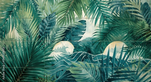 vibrant tropical plant wall...