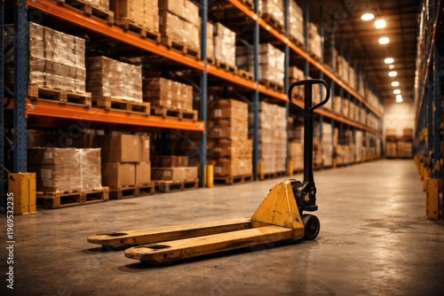 Warehouse scene with wooden...