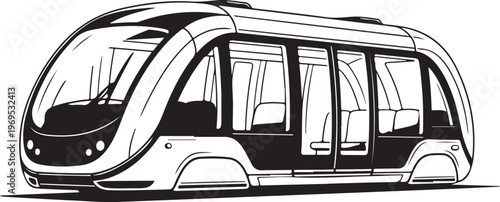 Modern tram, futuristic train, urban transit, vector illustration