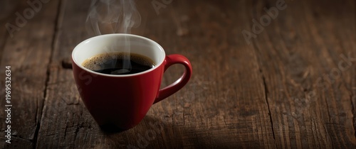 Steaming coffee served in a...
