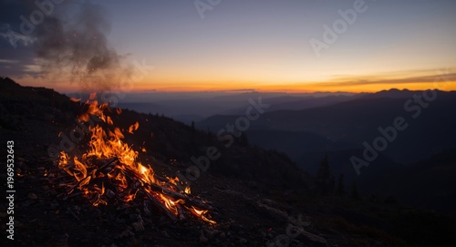 Fire burning warmly on elev...