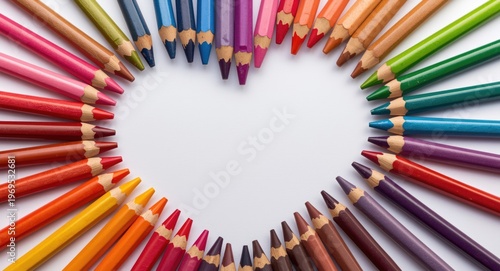 Vivid crayons positioned in...