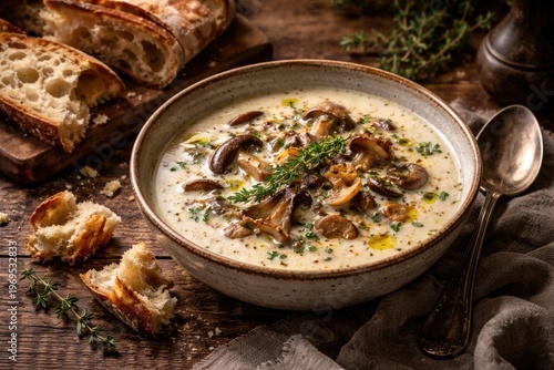 Creamy wild mushroom soup s...