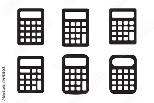 Collection of minimalist calculator vectors for business and finance.