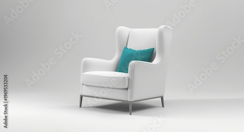 White upholstered armchair ...