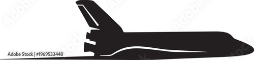 Space Shuttle, Black Silhouette, Vector Spacecraft, Rocket Icon
