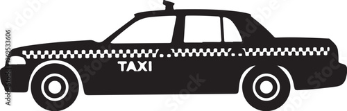 Black taxi car, vector taxi icon, transportation symbol, urban vehicle
