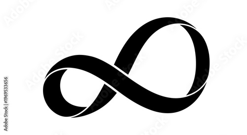 A simple black infinity symbol on a white background.