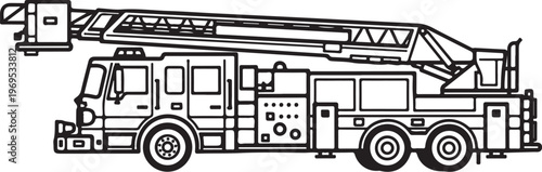 Fire truck, fire engine, emergency vehicle, rescue truck, vector illustration