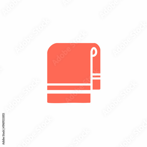 Stylized coral towel with white stripes and a hanging loop, folded neatly