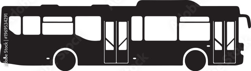 Black bus silhouette, city transport icon, vehicle graphic, transportation symbol