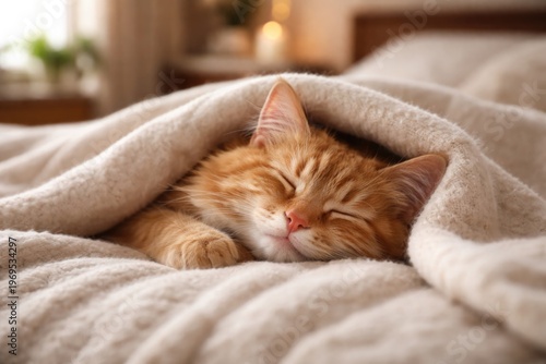 Adorable ginger cat napping...