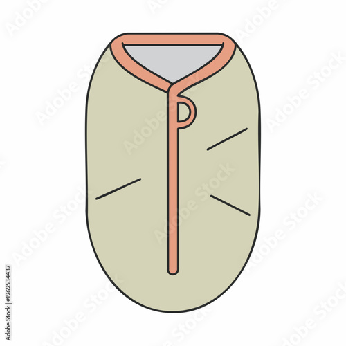 Stylized baby sleeping bag with zipper and minimalist design elements